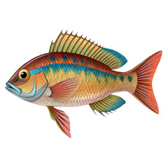 Vibrant Tropical Fish Illustration on Black Background