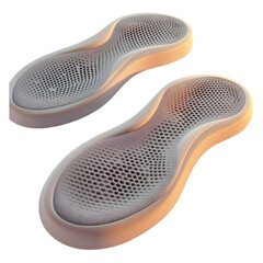 Fototapeta premium Detailed depiction of shoe insoles with smooth textures and subtle color gradients, isolated on transparent background, PNG Cutout