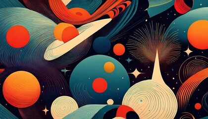 abstract mid century space pattern