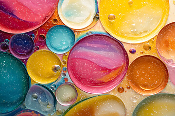 Vibrant colorful liquid spheres creating a mesmerizing abstract pattern