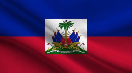 Celebrating sovereignty with the Haitian flag waving proudly in a bright blue sky