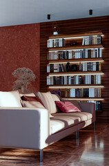 Naklejka premium Large luxury modern bright interiors Living room mockup illustration 3D rendering image