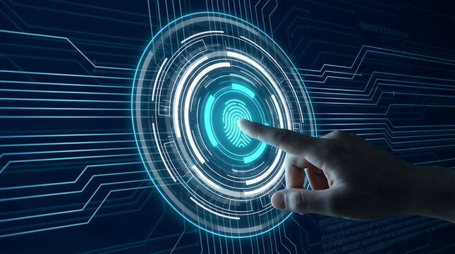 Innovative fingerprint scanning technology with hand for secure data access and ID