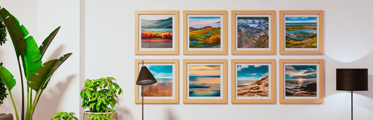 Naklejka premium Large luxury modern bright interiors Living room mockup illustration 3D rendering image