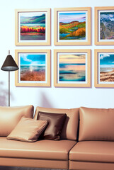 Naklejka premium Large luxury modern bright interiors Living room mockup illustration 3D rendering image