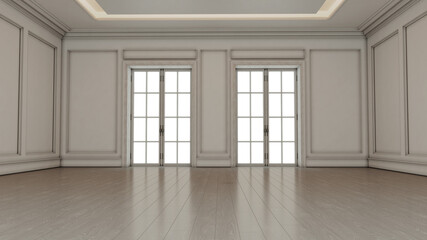 Naklejka premium Large luxury modern bright interiors Living room mockup illustration 3D rendering image