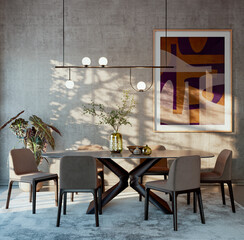 Naklejka premium Large luxury modern bright interiors Living room mockup illustration 3D rendering image