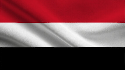 Flag of Yemen waving with vibrant colors representing national identity and sovereignty
