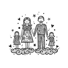 Family Clipart doodle style handmade vector illustration