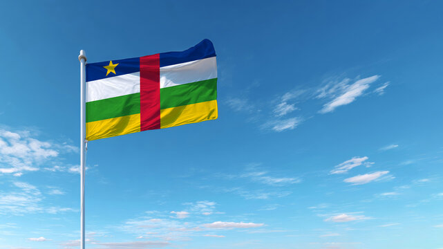 Central African Republic celebrates Independence Day with flag flying high in the blue sky