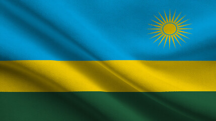 Celebrating Independence Day with the Rwandan flag waving proudly in the breeze
