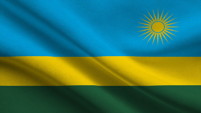 Celebrating Independence Day with the Rwandan flag waving proudly in the breeze