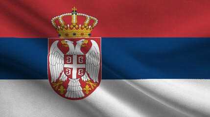 Celebrating independence day in serbia with the national flag and symbol of sovereignty