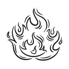 Energetic sketch-style flames , with fluid lines and dynamic flame cones minimalist graphic for a vivid accent.