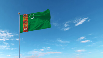 Sovereignty celebration with Turkmenistan's flag waving under a blue sky