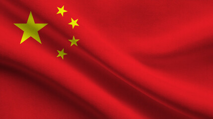 Waving Chinese flag symbolizing independence and national sovereignty in a vibrant display