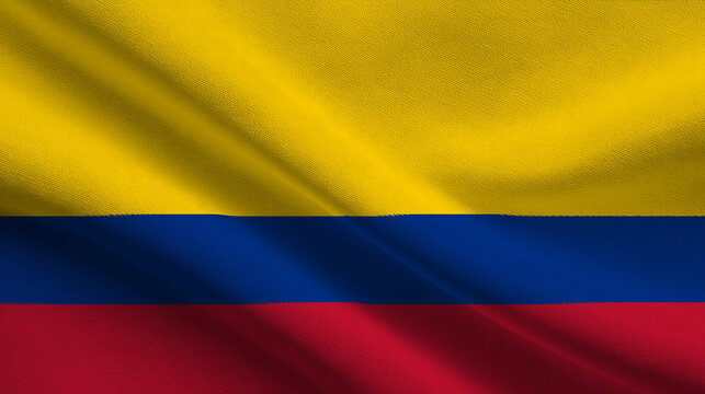 Colombian flag waving in celebration of independence and sovereignty - Powered by Adobe