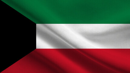 Flag of Kuwait waving in the wind symbolizing independence and national pride