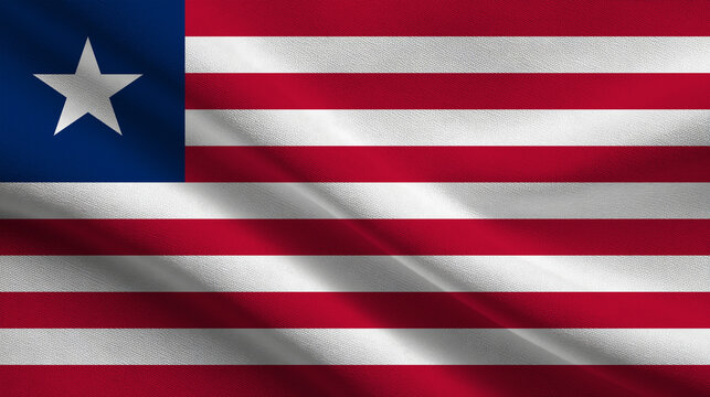 Liberia flag waving as a symbol of independence and sovereignty during a national celebration - Powered by Adobe