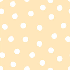 Beige and White Polka Dot Seamless Pattern in Soft Hand Drawn Style Ideal for Wrapping Paper, Fabric, and Backgrounds.