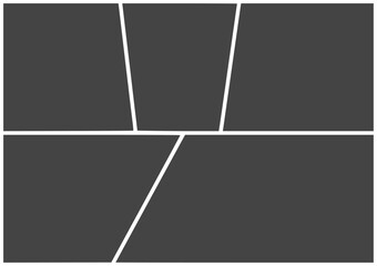 Modern creative photo collage layout template with five distinct sections for versatile design projects