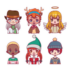 Boys and girls dressed for Christmas