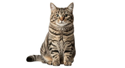 Striped Domestic Shorthair Tabby Cat – Isolated on Transparent PNG Background