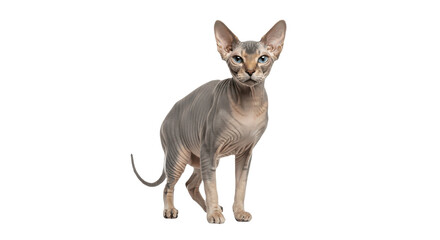 Elegant Hairless Sphynx Cat Standing – Isolated on Transparent PNG Background