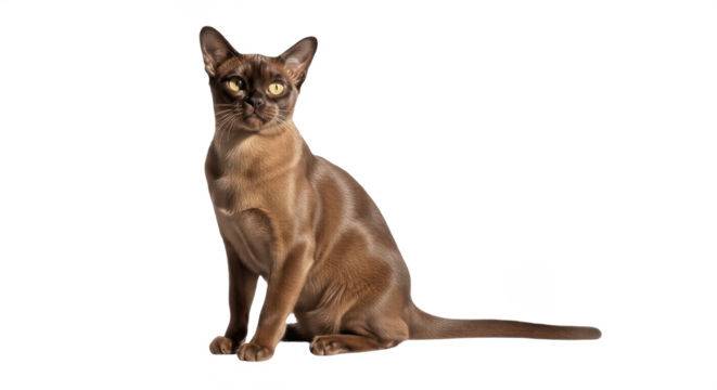 Calm Burmese Cat Lying Down Isolated on Transparent PNG Background
