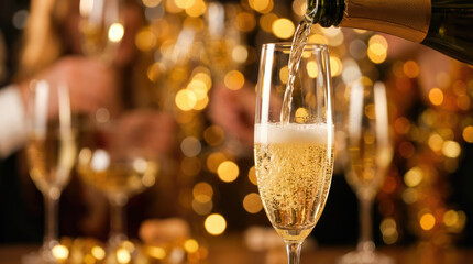 Luxury Champagne Toast with Golden Bokeh