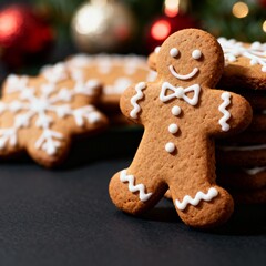 gingerbread man cookie christmas closeup