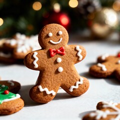gingerbread man cookie christmas closeup