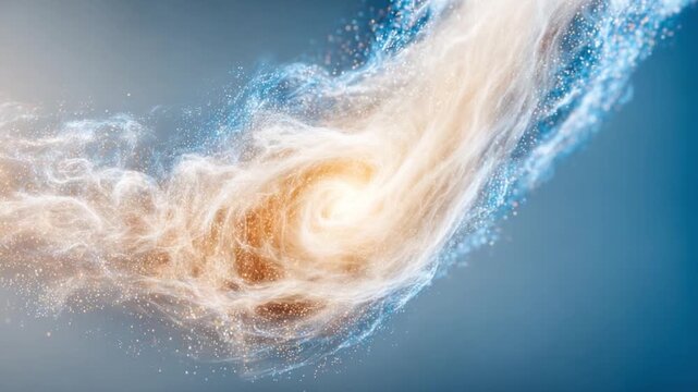 Whirlwind of Energy: An abstract illustration showcasing an ethereal swirl of energy and particles in motion, radiating with celestial light, and evoking a sense of cosmic power.
