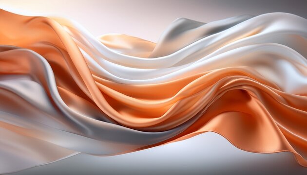 flowing textiles in soft orange white and grey colors against a dreamy background
