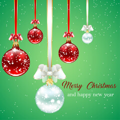 Christmas background with Christmas balls. Holiday illustration in vector.