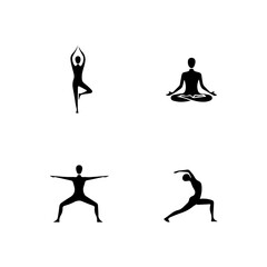Yoga Poses Silhouette Set – Minimal Fitness Vector Icons