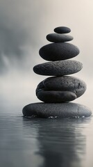 Find harmony and balance with this stack of zen stones on water
