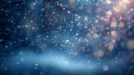 Magical snowfall creates a captivating winter holiday background
