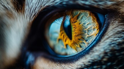 Obraz premium yellow cat's eye in the foreground generative ai
