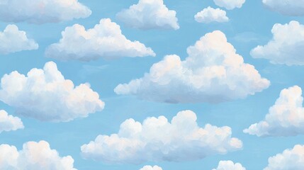 Dreamy fluffy clouds floating in a serene blue sky backdrop design