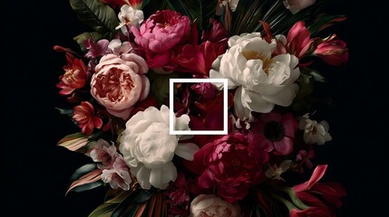 Dramatic floral arrangement with dark moody tones for luxurious brands