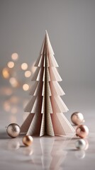 Elegant paper Christmas tree with rose gold ornaments for holiday cheer