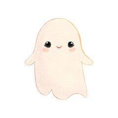 Cute cartoon ghost illustration on a transparent background