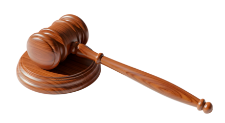 Wooden Gavel on Sound Block, Symbolizing Justice and Legal Proceedings