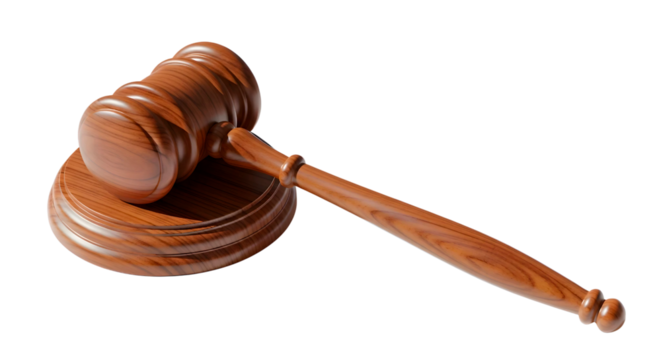 Wooden Gavel on Sound Block, Symbolizing Justice and Legal Proceedings