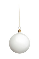 White glossy New Year's tree decoration toy isolated on white background