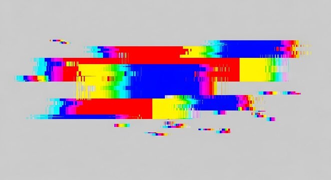 Glitch effect colorful vector design element abstract distorted shapes for modern digital background isolated on white background