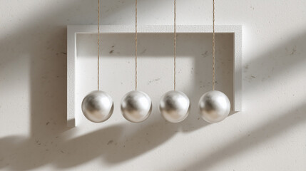 Newton's Cradle with silver balls in modern minimalist design  