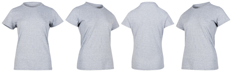Playera gris jaspe para dama 4 vistas sin fondo