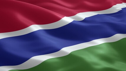 Gambian flag waving gracefully in the wind, a vibrant symbol of national pride and independence day celebration, perfect for news or travel videos